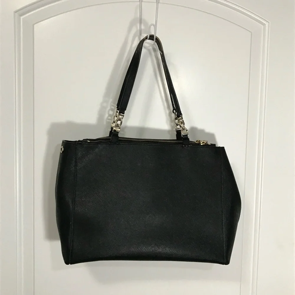 kate spade Large Black Satchel with Beige Bow Trim